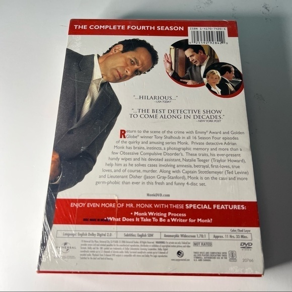 ⭐️ 3/$25 ⭐️New/Sealed monk complete season 4 DVD set - Picture 3 of 3